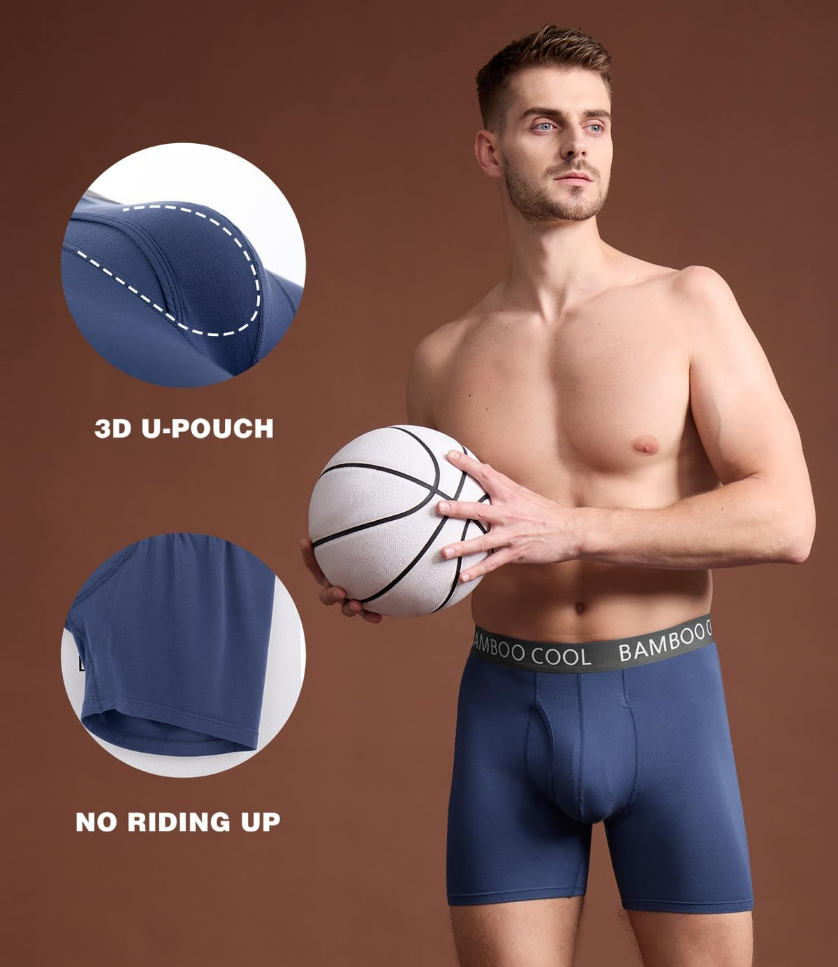 BAMBOO COOL Ultra Soft &amp; breathable Mens Underwear Boxer Briefs Pack | Natural Bamboo Fabric‌,No Ride Up,Softer&amp;Cooler than Cotton,Lightweight&amp;breathable,Daily Wear,Outdoor