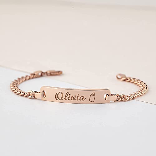 Green Millie baby name bracelet for toddlers, children&