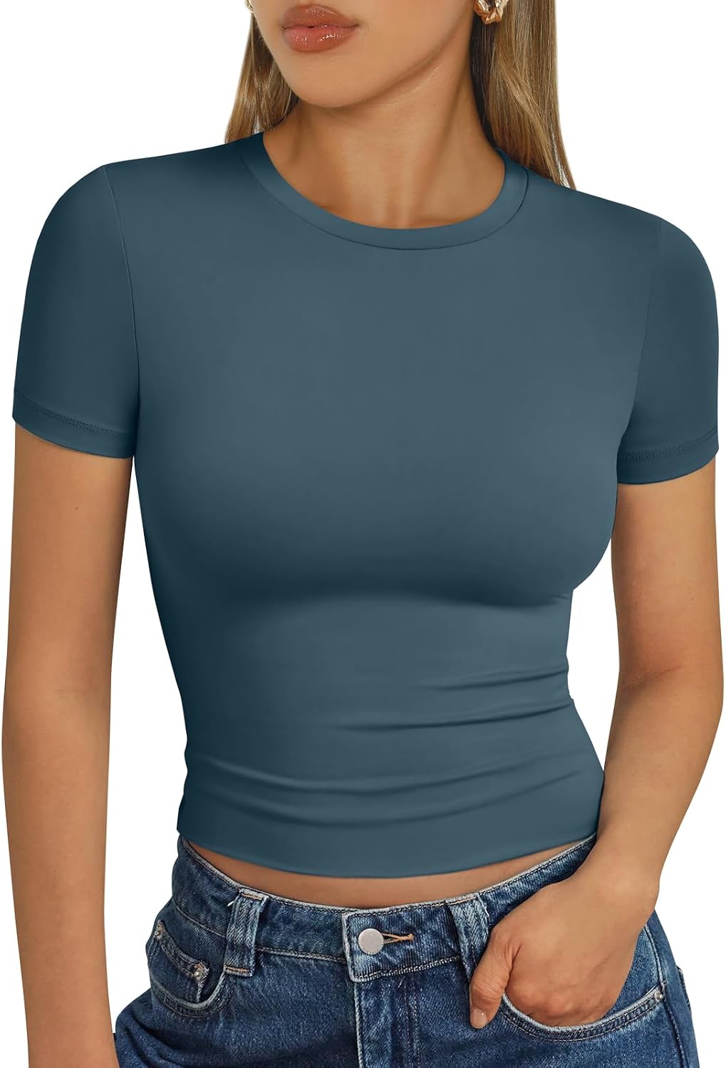 Trendy Queen Womens Short Sleeve T Shirt Buttery Soft Summer Tops Basic Tees