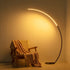 Sangria Apricot RGBW Modern Curve Floor Lamp in home decor setting, featuring sleek design and adjustable lighting.