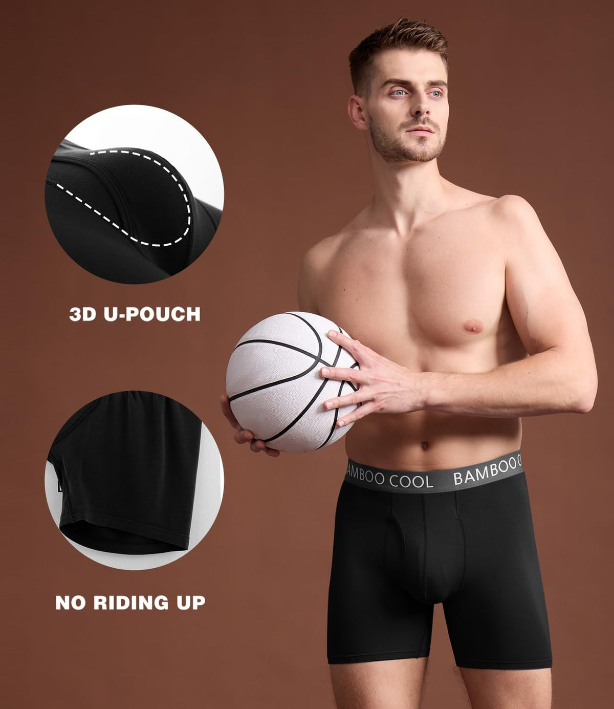 BAMBOO COOL Ultra Soft &amp; breathable Mens Underwear Boxer Briefs Pack | Natural Bamboo Fabric‌,No Ride Up,Softer&amp;Cooler than Cotton,Lightweight&amp;breathable,Daily Wear,Outdoor