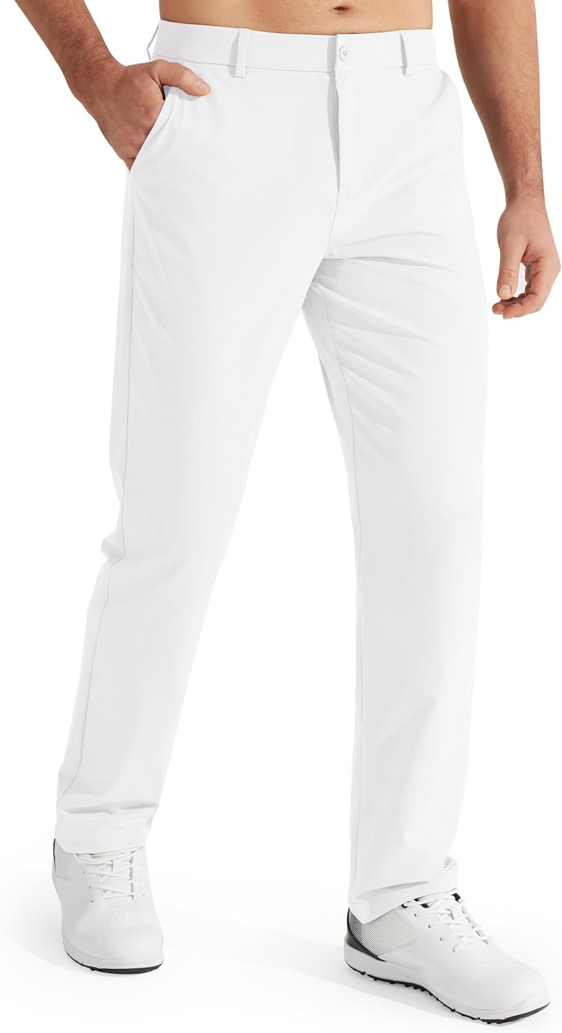 Libin Mens Golf Pants Stretch Work Dress Pants 30"/32"/34" Quick Dry Lightweight Casual Comfy Trousers with Pockets