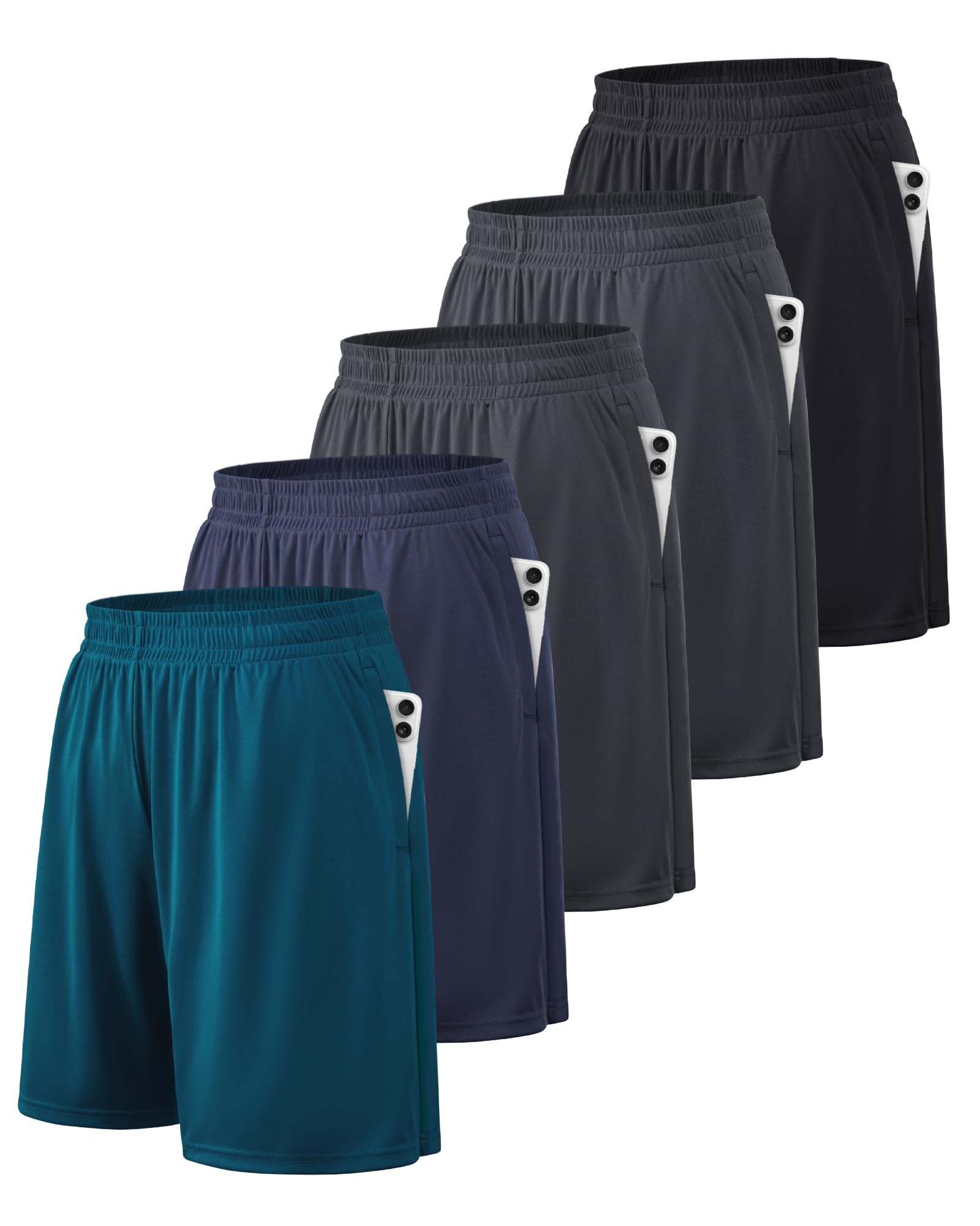 BALENNZ Mens Athletic Shorts with Pockets Quick Dry Workout Shorts Men | Basketball Gym Running Fitness Shorts with Elastic Waistband, Daily Casual Sports Activewear, Soft Lightweight Breathable