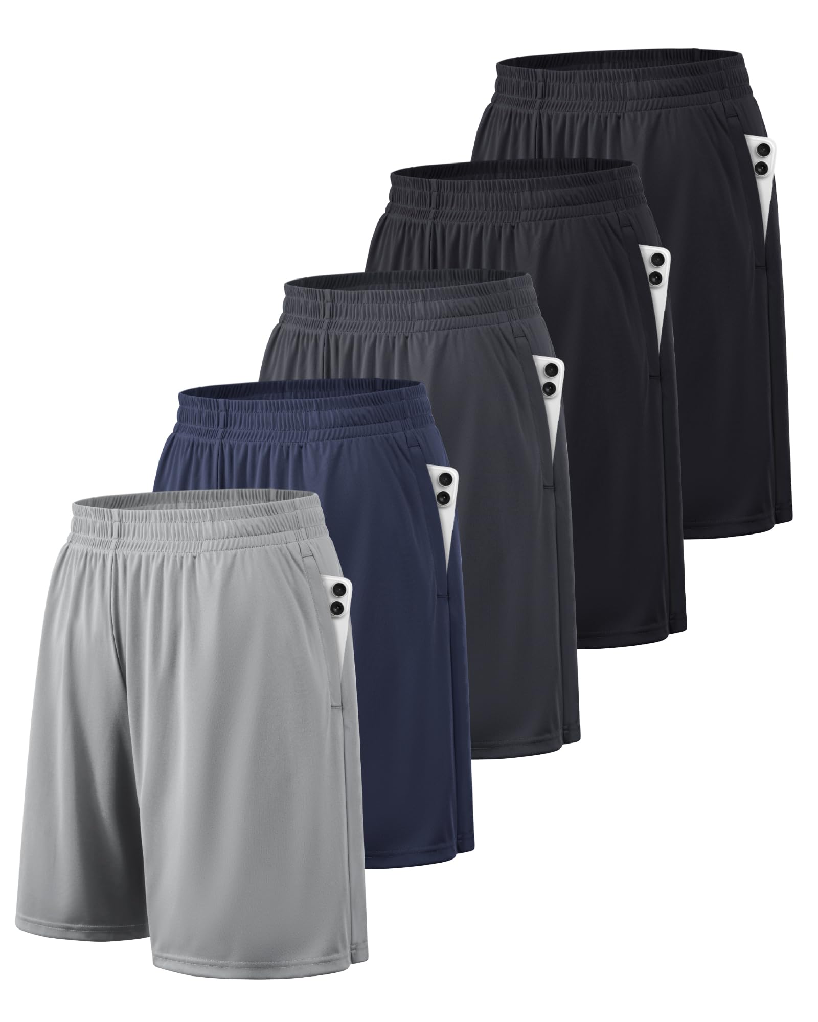 BALENNZ Mens Athletic Shorts with Pockets Quick Dry Workout Shorts Men | Basketball Gym Running Fitness Shorts with Elastic Waistband, Daily Casual Sports Activewear, Soft Lightweight Breathable