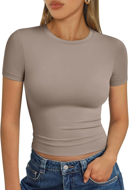 Trendy Queen Womens Short Sleeve T Shirt Buttery Soft Summer Tops Basic Tees