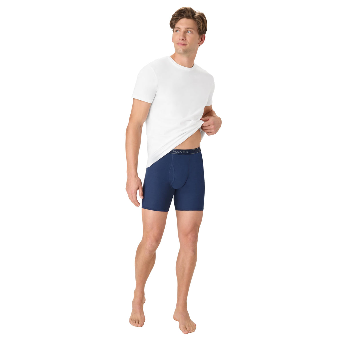 Hanes mens Underwear Boxer Briefs Pack, Cool &amp; Breathable Cotton Moisture-wicking Underwear for Men, No Ride Up