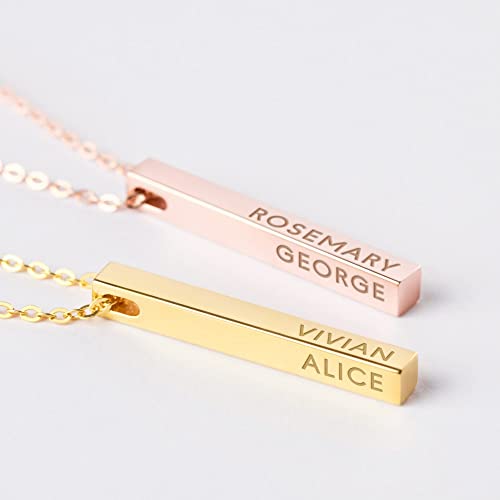 Personalized Green Millie mother necklace with four side bars and kids&