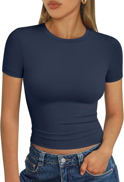 Trendy Queen Womens Short Sleeve T Shirt Buttery Soft Summer Tops Basic Tees