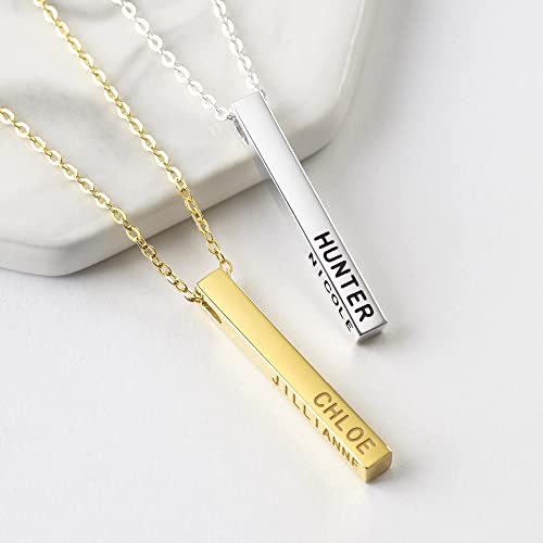Personalized Green Millie Mother Necklace with 4 side bars featuring kids&