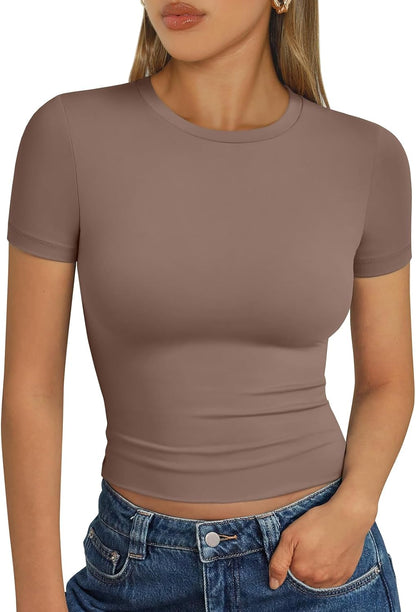 Trendy Queen Womens Short Sleeve T Shirt Buttery Soft Summer Tops Basic Tees