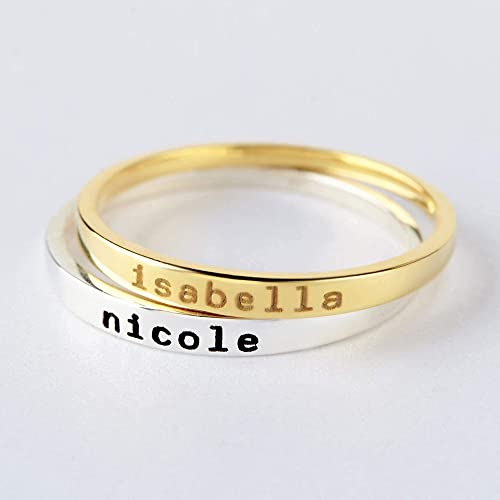 Stackable mom rings by Green Millie featuring personalized kids&