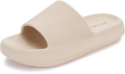 BRONAX Cushioned Thick Sole Pillow Slippers for Women and Men Y10 | Cloud-Like Soft Sole, Foot Pain Relief, EVA Platform Sole, Indoor Outdoor Slides, Waterproof Shower Ready, Quick-Drying