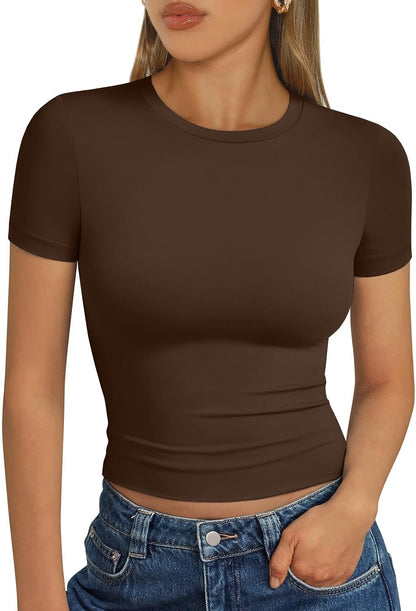 Trendy Queen Womens Short Sleeve T Shirt Buttery Soft Summer Tops Basic Tees