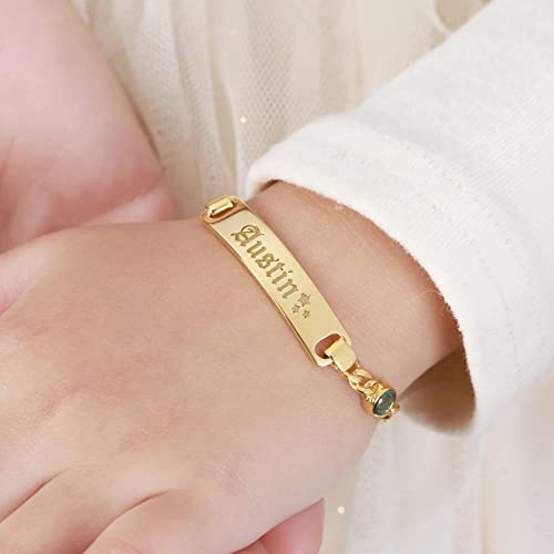 Green Millie baby bracelet for kids, toddler birthday gift, personalized name bracelet, delicate jewelry for children