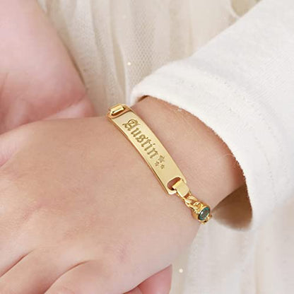 Green Millie baby bracelet for kids, toddler birthday gift, personalized name bracelet, delicate jewelry for children