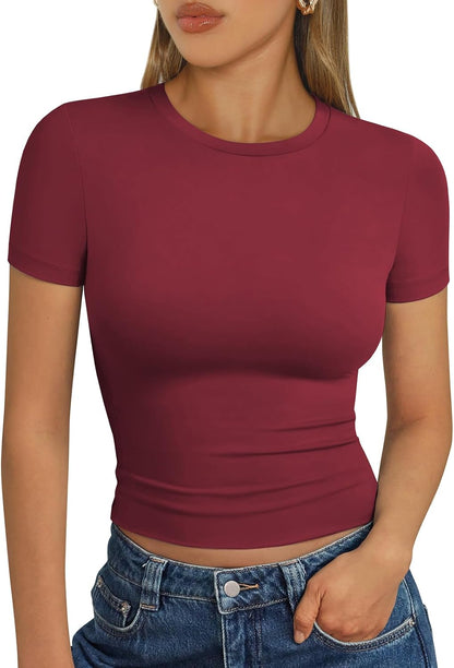 Trendy Queen Womens Short Sleeve T Shirt Buttery Soft Summer Tops Basic Tees
