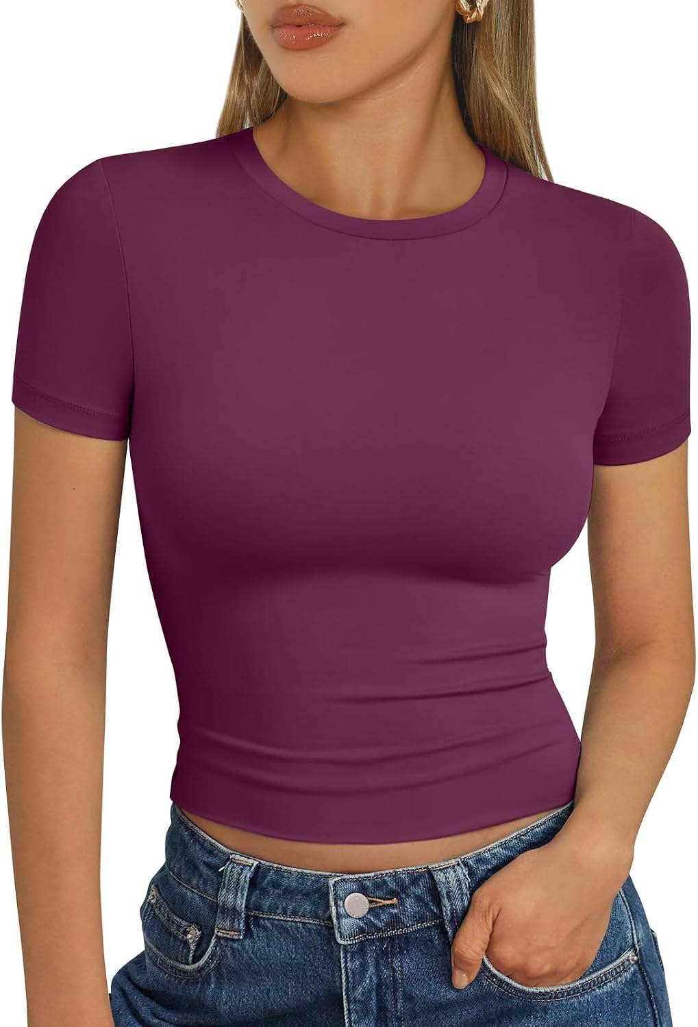 Trendy Queen Womens Short Sleeve T Shirt Buttery Soft Summer Tops Basic Tees