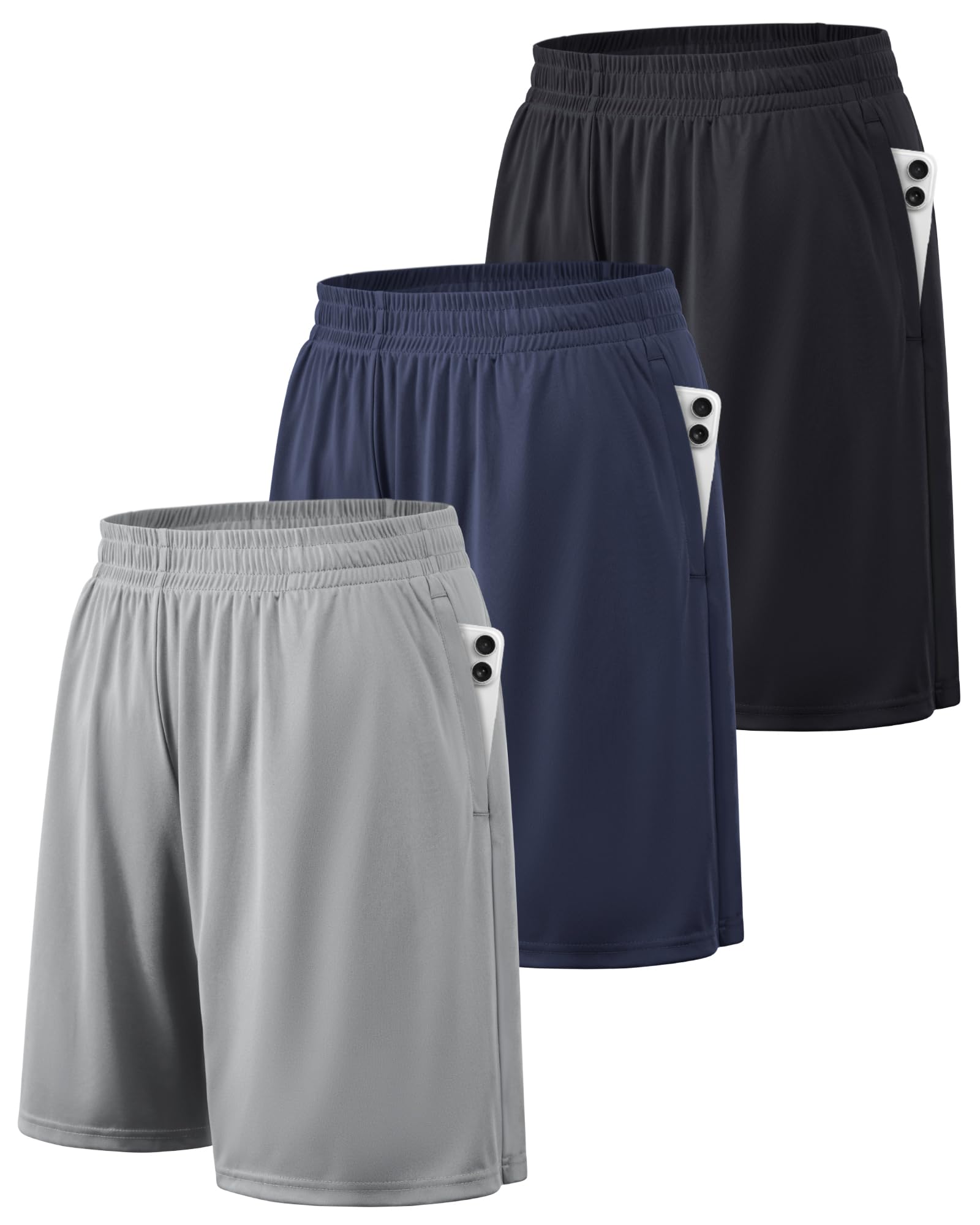 BALENNZ Mens Athletic Shorts with Pockets Quick Dry Workout Shorts Men | Basketball Gym Running Fitness Shorts with Elastic Waistband, Daily Casual Sports Activewear, Soft Lightweight Breathable