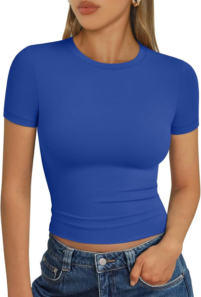 Trendy Queen Womens Short Sleeve T Shirt Buttery Soft Summer Tops Basic Tees
