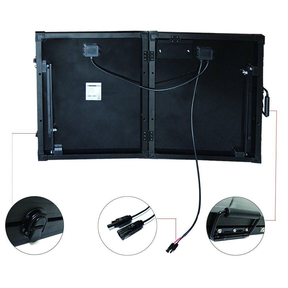 Fuchsia Rose ACOPower PTP 100W portable solar panel expansion briefcase for outdoor sports and camping activities.