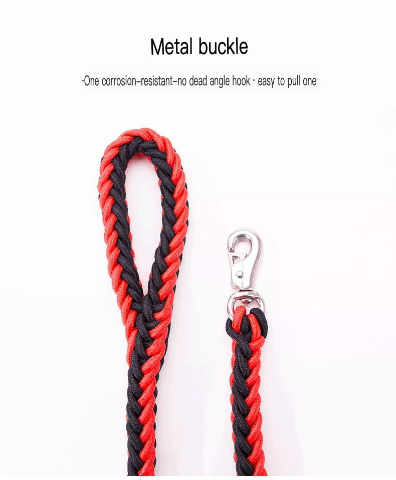 Pear Daisy braided rope pet leash with metal clasp, durable 2-piece design for walking dogs in home and garden settings.