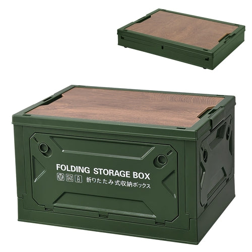 Pear Daisy folding storage bin, collapsible and stackable organizer box for camping and home organization, in neutral color.