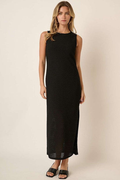 Jade Icarus Mittoshop sleeveless dress with side slit, round neckline, and lightweight fabric, perfect for casual or summer wear.
