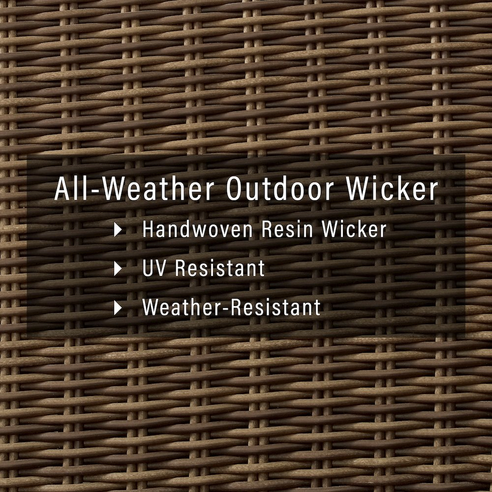 Start2Finish 5-piece outdoor loveseat furniture set with two armchairs, side table, and coffee table on a patio.