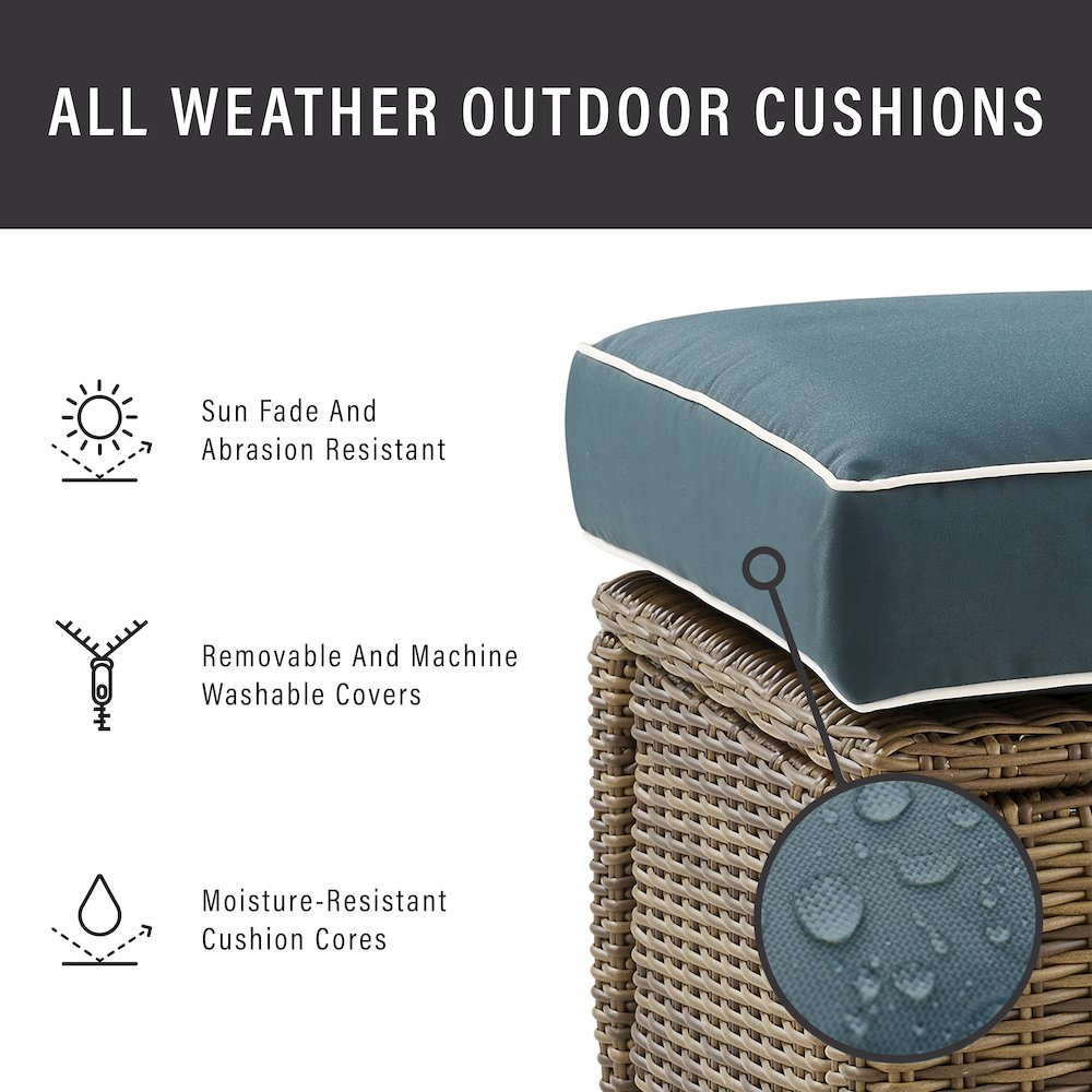 Start2Finish 5-piece outdoor loveseat furniture set with two armchairs, side table, and coffee table on a patio.