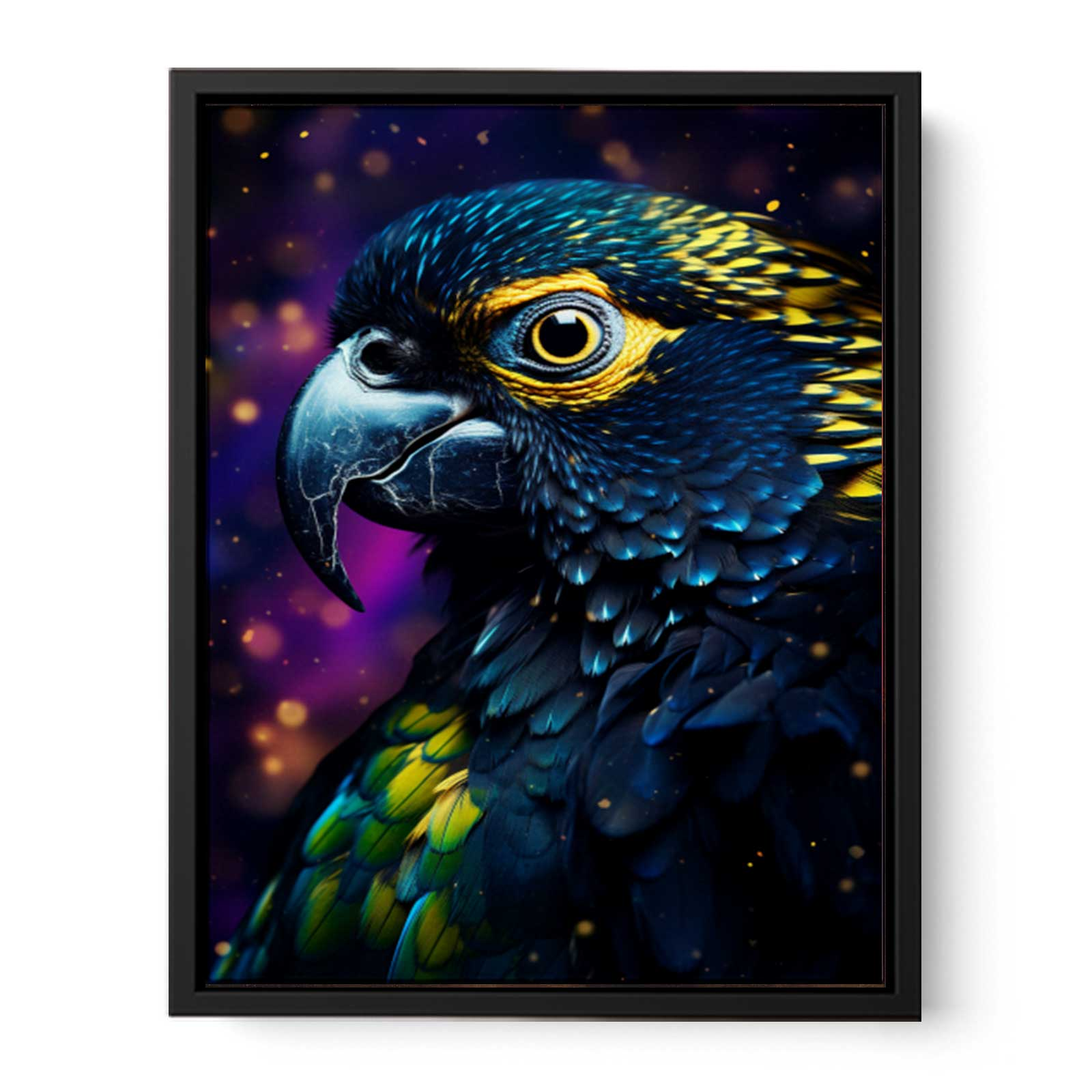 Colorful cockatoo canvas art print for home decor by Start2Finish, featuring vibrant bird artwork on a canvas surface.