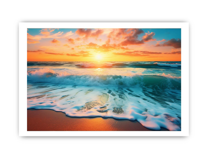 Sunset Beach canvas art print by Start2Finish showing a vibrant sunset over a peaceful shoreline for home decor.