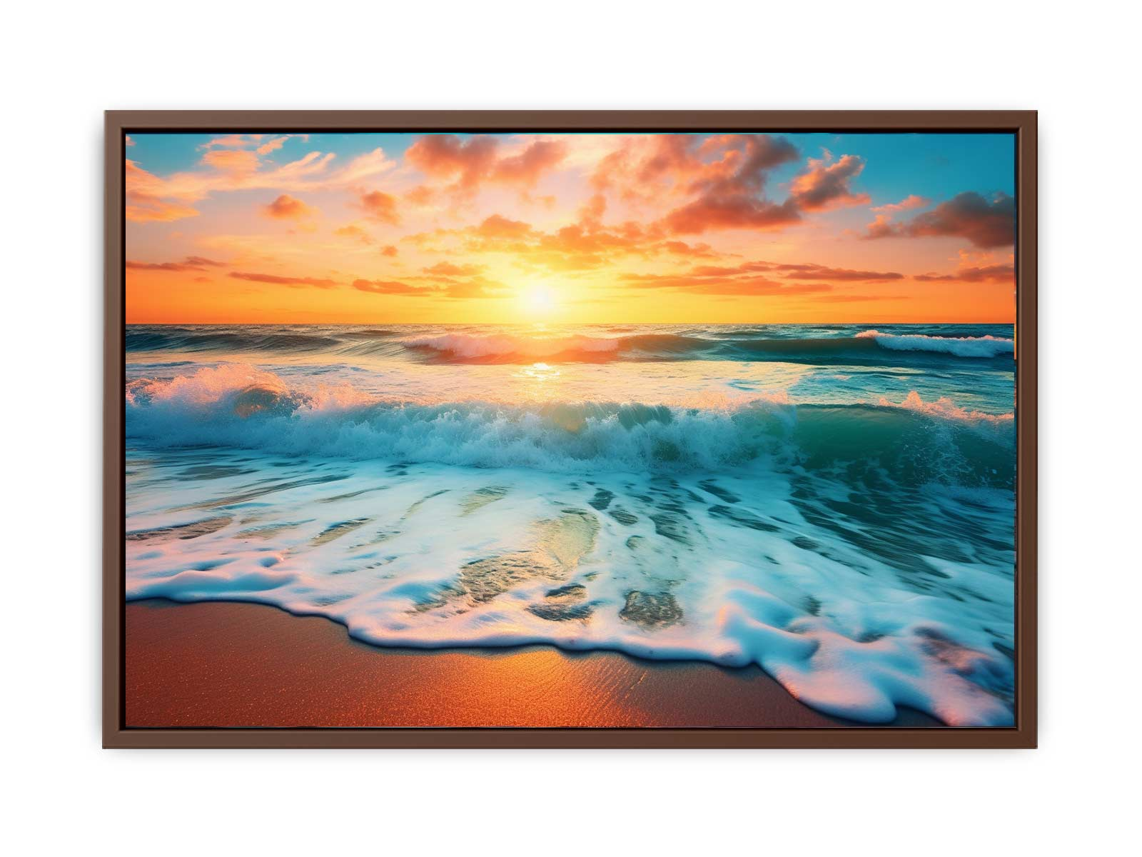 Sunset Beach canvas art print by Start2Finish featuring vibrant coastal scene with warm sunset colors for home decor.