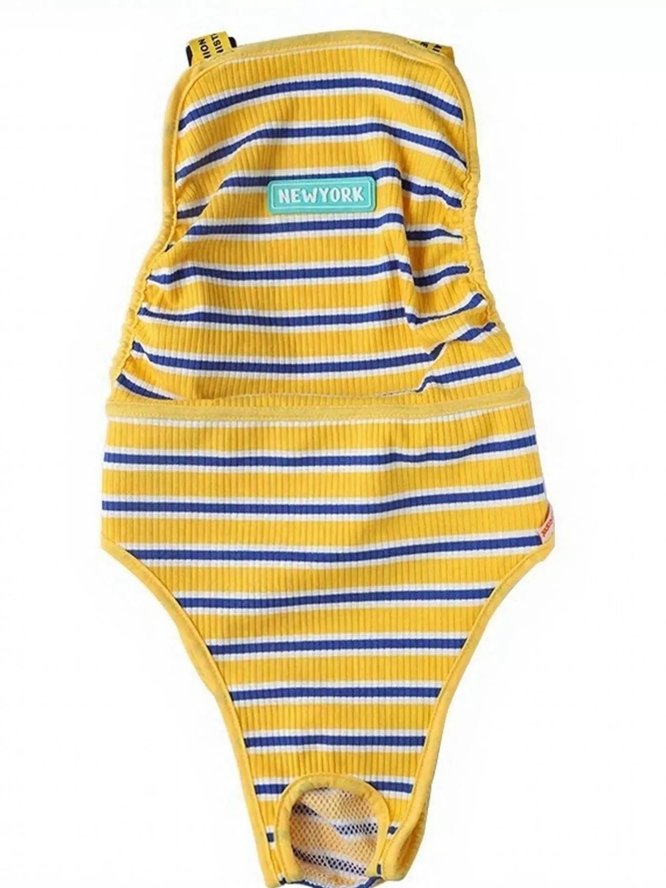 Striped physiological pet functional clothing by Pear Daisy, designed for comfort and health in home and garden settings.