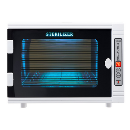 Start2Finish VEVOR Nail Tool Cleaning Machine with 12L capacity, tempered glass door, timer, for salons and home use.