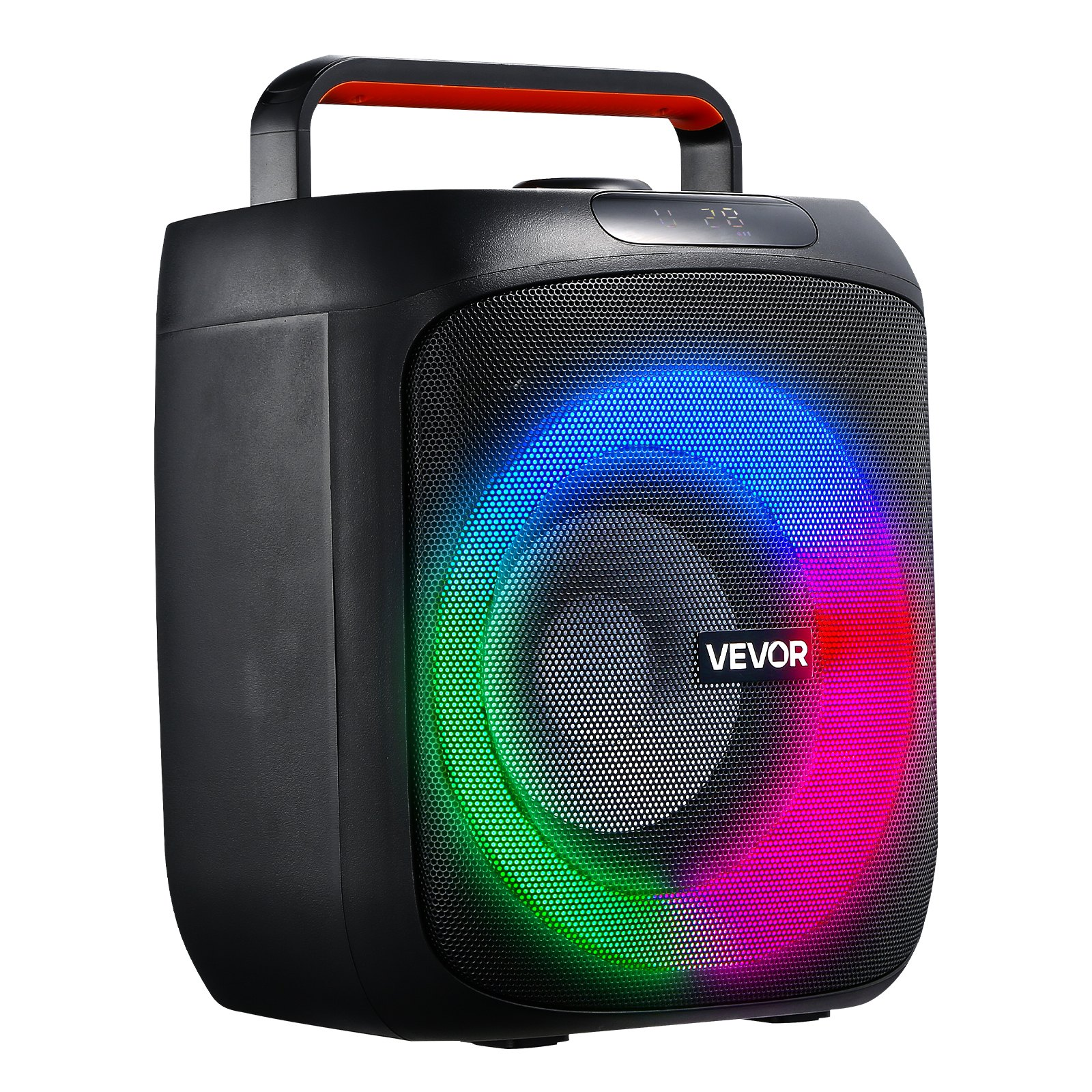 Start2Finish VEVOR Karaoke Machine for Adults with 30W Bluetooth speaker, wireless mics, LED lights, and portable handle.