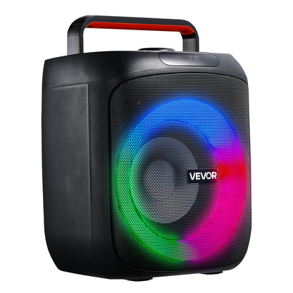 Start2Finish VEVOR Karaoke Machine for Adults with 30W Bluetooth speaker, wireless mics, LED lights, and portable handle.
