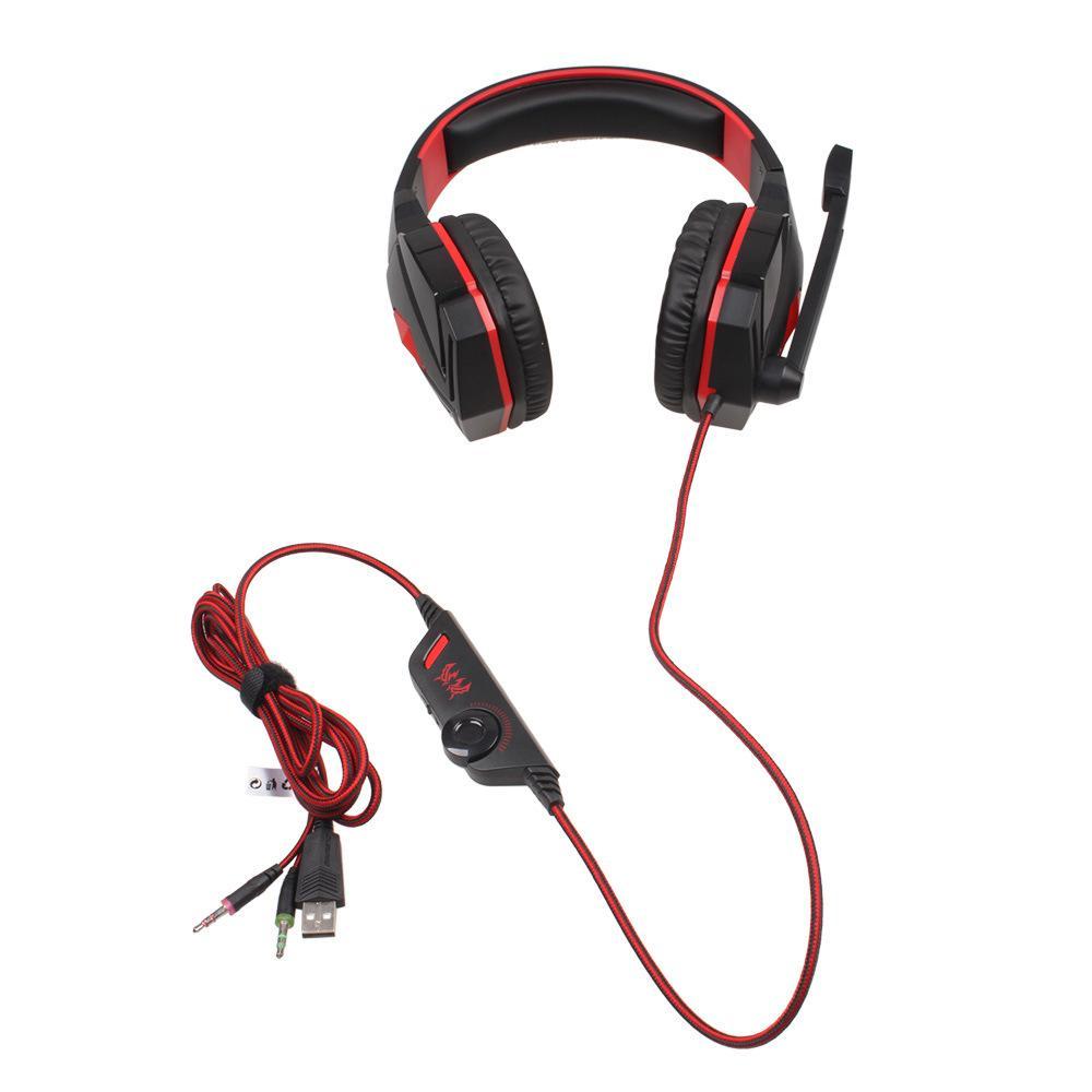 Maroon Asteria anti-noise gaming headset with cushioned ear cups and adjustable headband for immersive computer gaming audio.