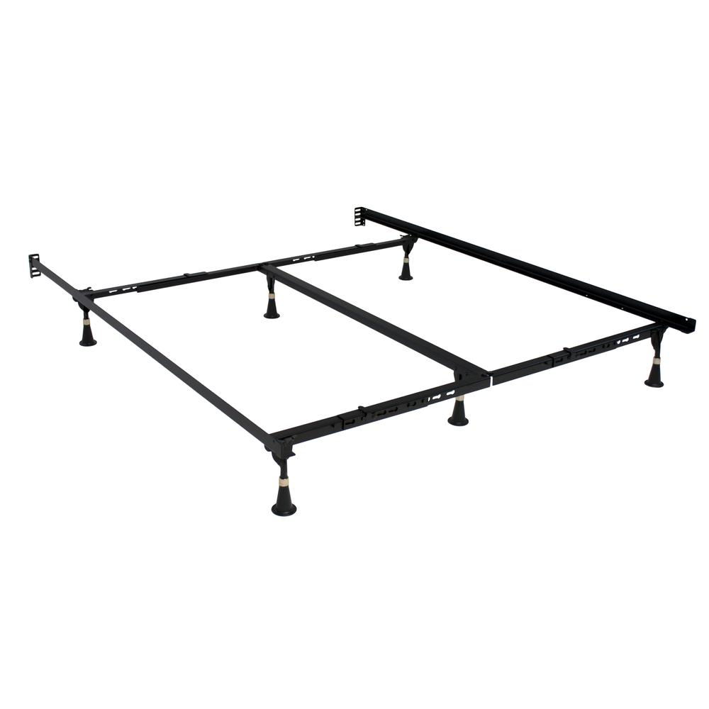 Start2Finish bed frame with durable glides in twin, full, queen, California king, and eastern king sizes, shown with a modern design.