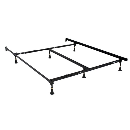 Start2Finish bed frame with durable glides in twin, full, queen, California king, and eastern king sizes, shown with a modern design.