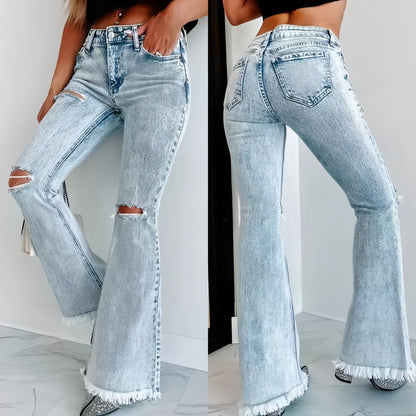 Carmine Juneberry UrbanEase™ high-waist ripped denim jeans with distressed details and a snug fit, stylish for casual wear.