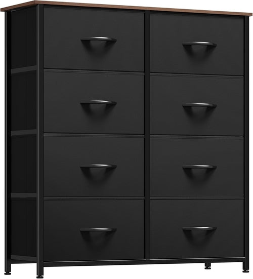 Black Peach Maple dresser with 8 drawers, tall bedroom storage chest, modern furniture for organized bedroom space