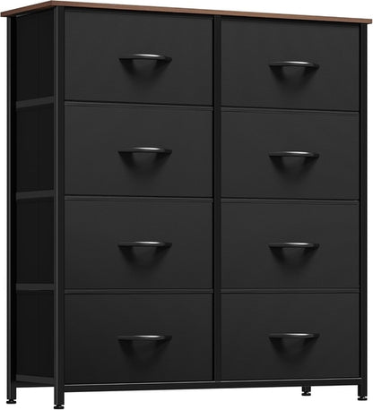 Black Peach Maple dresser with 8 drawers, tall bedroom storage chest, modern furniture for organized bedroom space
