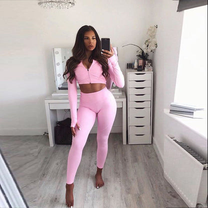 Carmine Juneberry SunSkin UV-Deflecting Quick-Dry Sports Lounge Set in lightweight activewear fabric, shown in a relaxed lounge pose