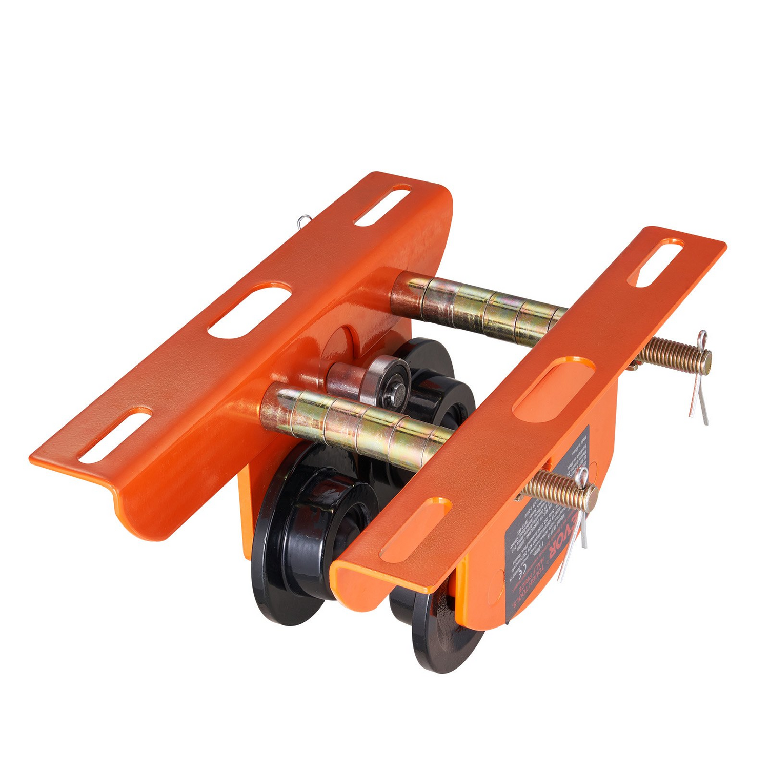Start2Finish VEVOR electric hoist manual trolley with dual wheels for 0.5 ton capacity, adjustable flange width for I-beam applications.