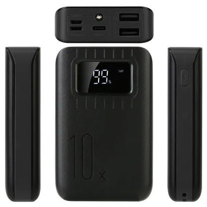 Pear Daisy portable power bank with dual USB ports for charging devices, shown with sleek exterior and compact design.