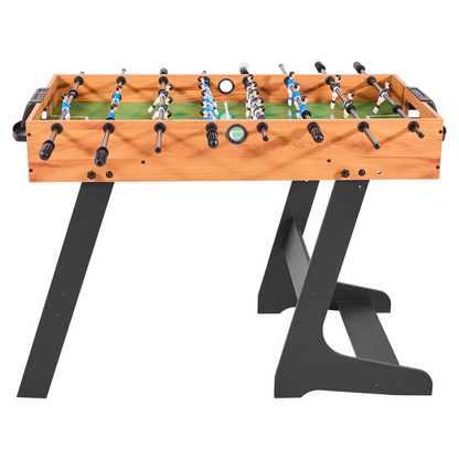 Start2Finish VEVOR 42-inch folding foosball table with soccer players, rods, and two balls, ideal for indoor game rooms.