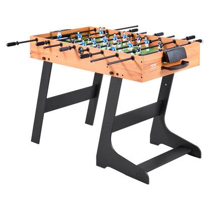 Start2Finish VEVOR 42-inch folding foosball table with soccer players, rods, and two balls, ideal for indoor game rooms and family fun.