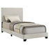 Cream fabric upholstered twin panel bed by Start2Finish with a clean, modern design and sturdy wooden frame.