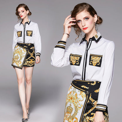 Carmine Juneberry SweetCharm™ matching set with a long sleeve top and mini skirt, featuring stylish, coordinated fashion in the image.