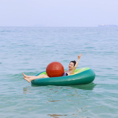 Maroon Asteria inflatable giant avocado pool float with green and brown design, perfect for swimming and lounging in the pool.